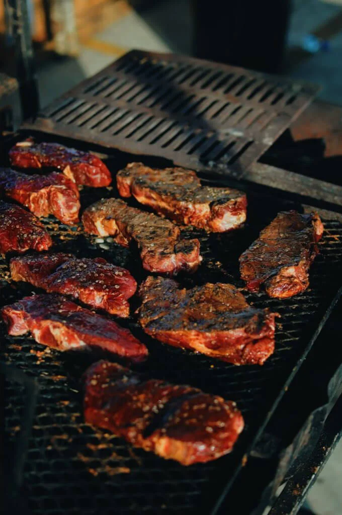 Meat cooking on a braai