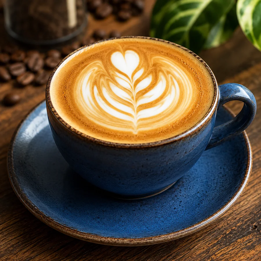Latte coffee with milk foam art