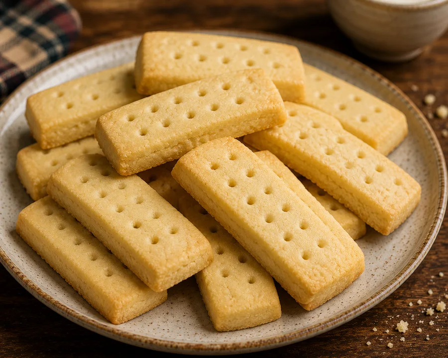 Freshly baked shortbread cookies