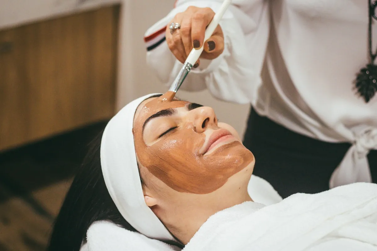 Professional facial treatment in a beauty studio
