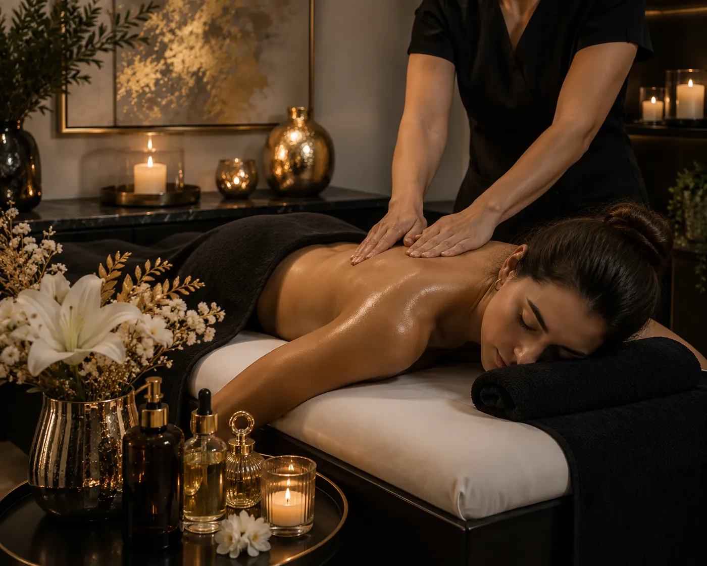 Client receiving a Swedish massage